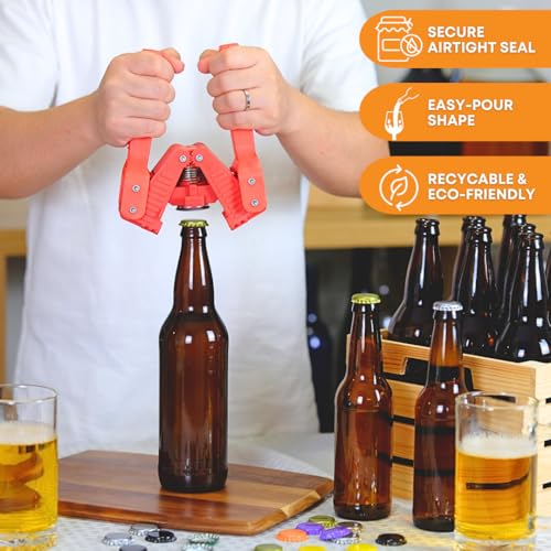 FastRack Amber Beer Bottles 12oz (Pack of 48) | Longneck Glass Beer Bottles with Pry-off Crown Finish for Home Brewing Mead