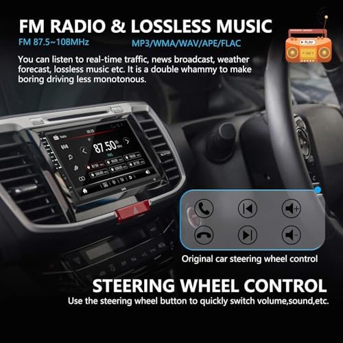 Leadfan 7" Car Stereo Double Din Radio with Bluetooth