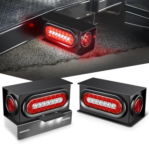Nilight Steel Weld-On Trailer Light Box Kit with 6 Inch Oval LED Tail Light