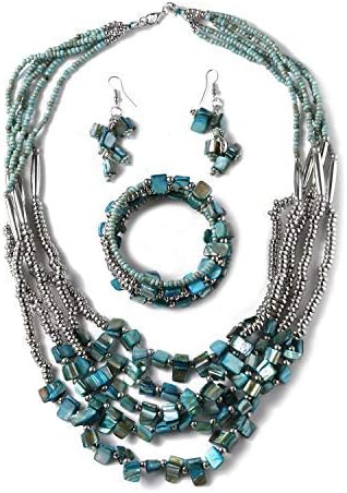 Costume Sets Beaded Bracelet Earrings Necklace Set Seed Beads Summer 22" | Summer Beach Boho Costume Jewelry