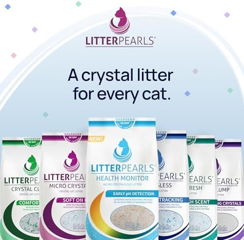 Litter Pearls Micro Crystals Unscented Non-Clumping Crystal Cat Litter with Odorbond, 7 lb, White, Clear and Blue Crystals (LPMC7)