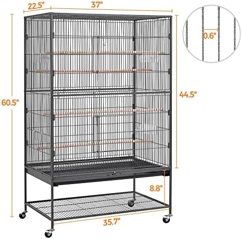 Topeakmart Wrought Iron Large Flight Parrot Bird Cage with Rolling Stand for Multiple Parakeets Conure Cockatiel Cage