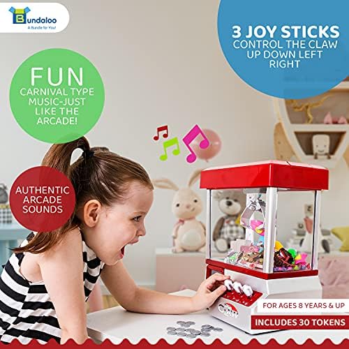 Claw Machine Arcade Game with Sound, Cool Fun Mini Candy Grabber Prize Dispenser Vending Toy for Kids, Boys & Girls