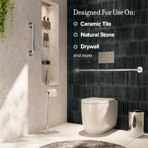 Gatco 970 Glam Shower Grab Bar, 12 Inch, ADA Compliant Stainless Steel, Satin Nickel, Wall Mounted Bathroom Handrail