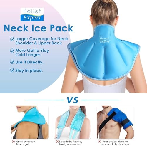 Reusable Ice Pack for Neck and Shoulders Upper Back Discomfort, Large Neck Ice Pack Wrap with Soft Plush Lining
