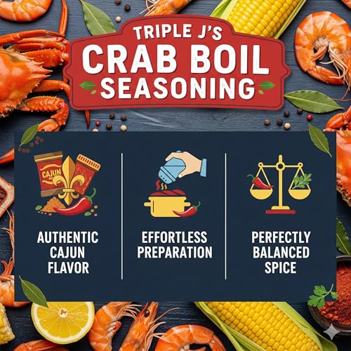 Triple J's Authentic Louisiana Crab Boil Seasoning, Seafood Boil, 1 lb