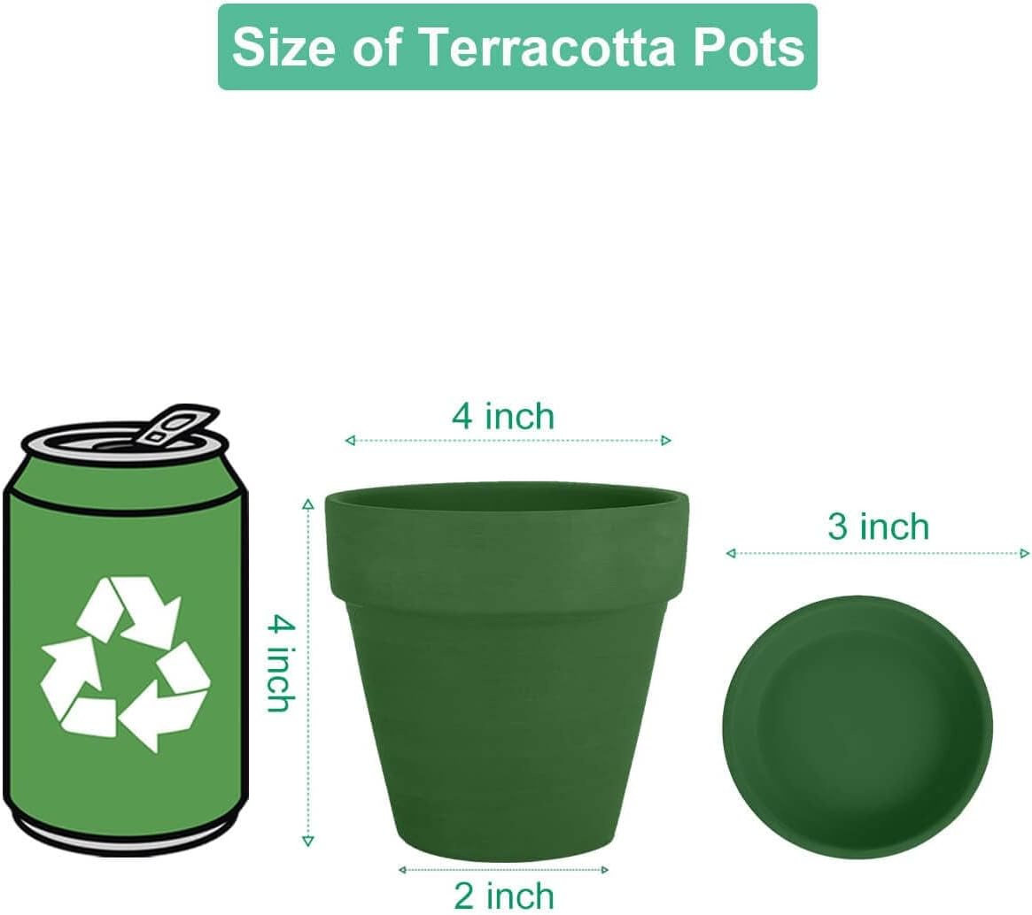 vensovo 4 Inch Terracotta Plant Pots with Saucer - 6 Pack Clay Flower Pots with Drainage, Great for Plants, Crafts, Wedding Favor