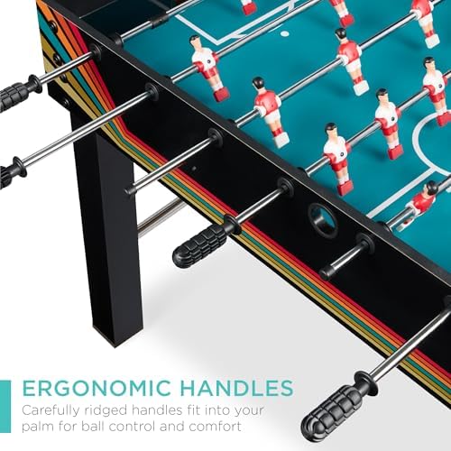 Best Choice Products Foosball Table for Kids and Adults, Game Room Soccer Game Table w/ 2 Balls, 2 Cup Holders, Ergonomic Handles, Chrome Finished Metal Bars