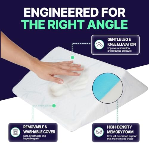The Angle Wedge Pillow – Leg & Knee Pillow Wedge for Sciatica Pain Relief, Body Pain, Lumbar Decompression – Triangle Foam Cushion Bed Bolster for Lower Back Support, Small | Leg and Knee Pillow Wedge, Body Pain, Lumbar Decompression, Triangle Foam Cushi…
