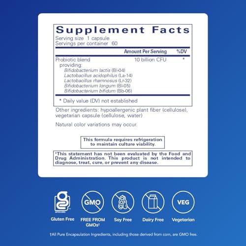 Pure Encapsulations Probiotic-5, 60 Capsules | Dairy and Soy Free Probiotic Blend to Support Immune and Gastrointestinal Health*