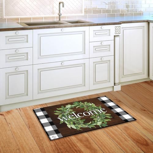 Briarwood Lane Doormat 30x18 Indoor Outdoor Farmhouse Wreath Spring for Spring Doormat