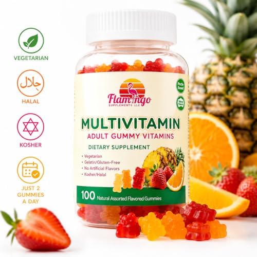 Flamingo Supplements Multivitamin Gummies | Vegan Friendly, Kosher Halal NO Gluten or Gelatin, no GMO| for Men