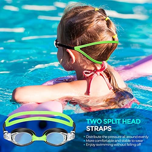 Portzon Unisex-Child Swim Goggles, Anti Fog No Leaking Clear Vision Water Pool Swimming Goggles