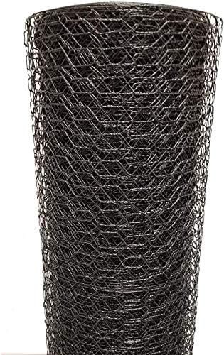 Fencer Wire 20 Gauge Black Vinyl Coated Poultry Hex Netting with 1 inch Mesh (6 ft. x 150 ft.)