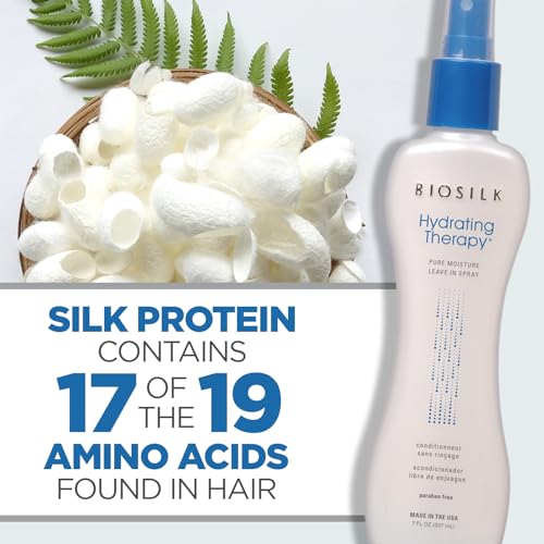 BioSilk Hydrating Therapy Pure Moisture, Leave-In Hair Spray for Frizz Control & Hydration, Adds Shine, Replenishes Hair Moisture, Sulfate-Free