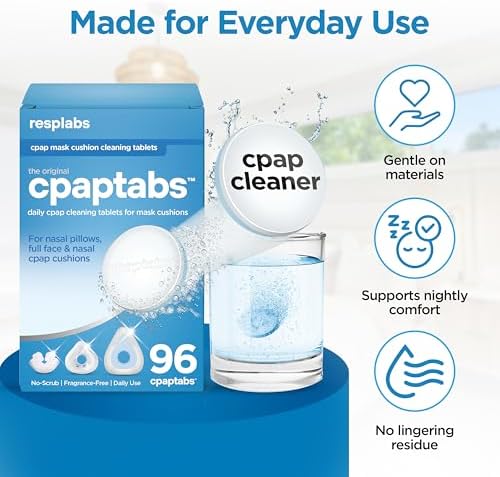 resplabs CPAP Cleaning Tablets, 96 Pack - Effervescent Cleaner for CPAP Masks, Tubing, and Humidifiers - 3 Month Supply