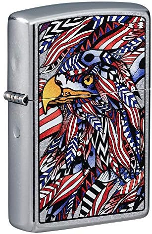Zippo Eagles Dare Pocket Lighter - Refillable Flip-Top Windproof Lighters - Fierce Soaring Eagle Patriotic Design Pocket Lighters - Luxury Metal Lighter Made in USA