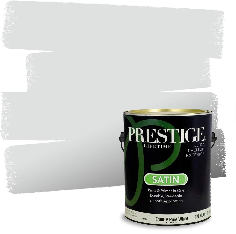 PRESTIGE Paints Exterior Paint and Primer In One, 1-Gallon, Satin, Comparable Match of Sherwin Williams* Tricorn Black*