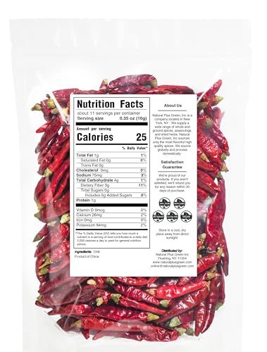 Natruen Dried Sichuan Red Chili Pods 4 oz, Medium Hot, Whole Chilies