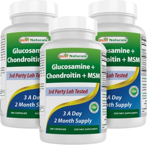 Best Naturals Glucosamine Chondroitin and MSM (Non-GMO) - Promotes Joint Health - 180 Count
