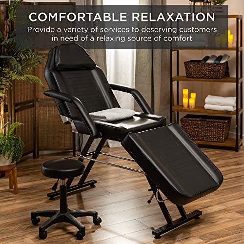 Best Choice Products 71in 3-Section Multipurpose Massage Bed, Spa & Salon Facial, Tattoo Chair w/Hydraulic Stool, Removable Headrest, Facial Cradle