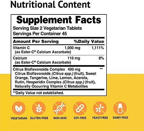 Ester-Vitamin C with Citrus Bioflavonoids 500 Milligrams 450 Veg Tabs