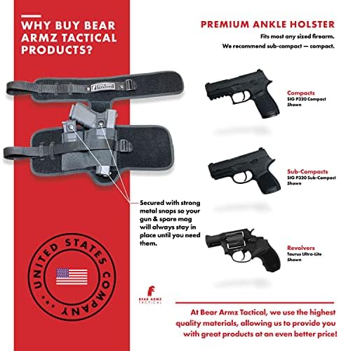 Ankle Holster for Concealed Carry | American Company | B.U.G Leg Holster | Compatible with Glock 43, 42, 33, 30, 27, 26 S&W M&P Shield 9mm