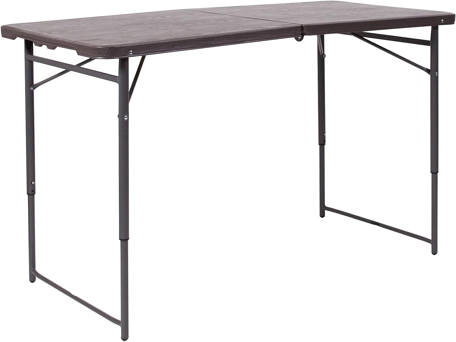 Flash Furniture 5-Foot Bi-Fold Granite White Plastic Folding Table | Lightweight, Easy Storage, Commercial Grade, Carrying Handle