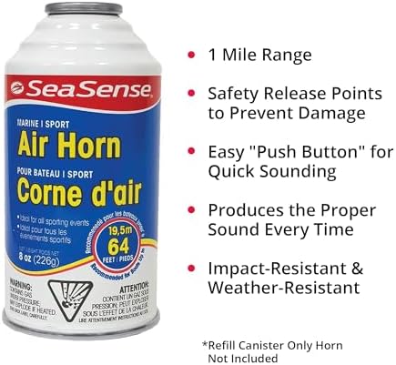 SeaSense Air Horn Refill – Jumbo Size (8 oz), 127 dB (Horn Not Included) – Loud 1 Mile Range