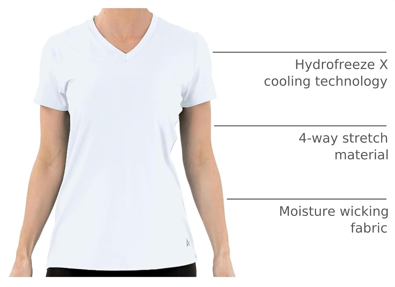 Arctic Cool Women's V-Neck Instant Cooling Moisture Wicking Performance UPF 50+ Short Sleeve Workout Shirt