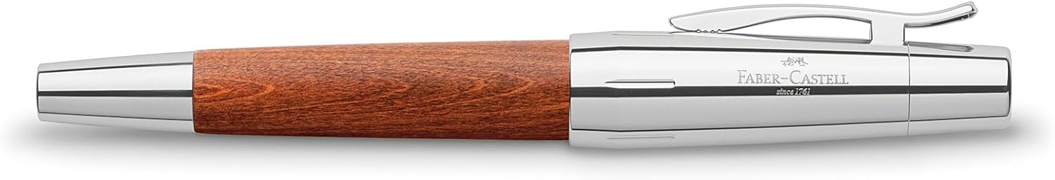 Faber-Castell e-motion Fountain Pen, Wood and Chrome Brown - Fine
