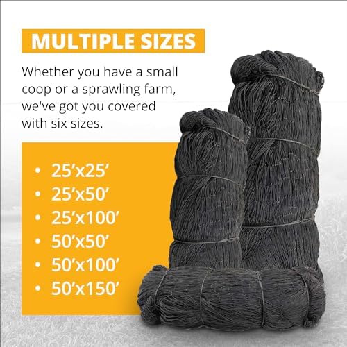 Stromberg’s 2” Mesh Heavy Duty Knotted Aviary Netting, UV Resistant Polyethylene Fiber for Game Birds, Pheasants & Poultry, 85 Lbs Break Strength Durable Against Weather and Predators, Size 25' x 50'