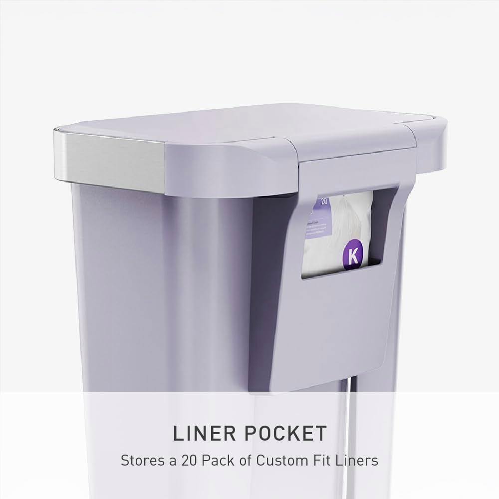 simplehuman Hybrid Step Can, 45L / 12 Gallon Rectangular Kitchen Trash Can, Liner Rim System, Liner Pocket®, 150,000-Step Pedal, Lid Shox® Silent Close, Black Plastic