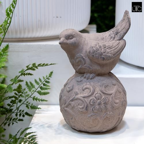 Small Cement Bird Statue, Gray Concrete Finish (8.25 X 5.25 X 6.25 In.) | Decorative Cement Bird Figurine With A Gray Concrete Finish, Ideal For Tables, Patios, Lawns, Yards, And Home Décor.