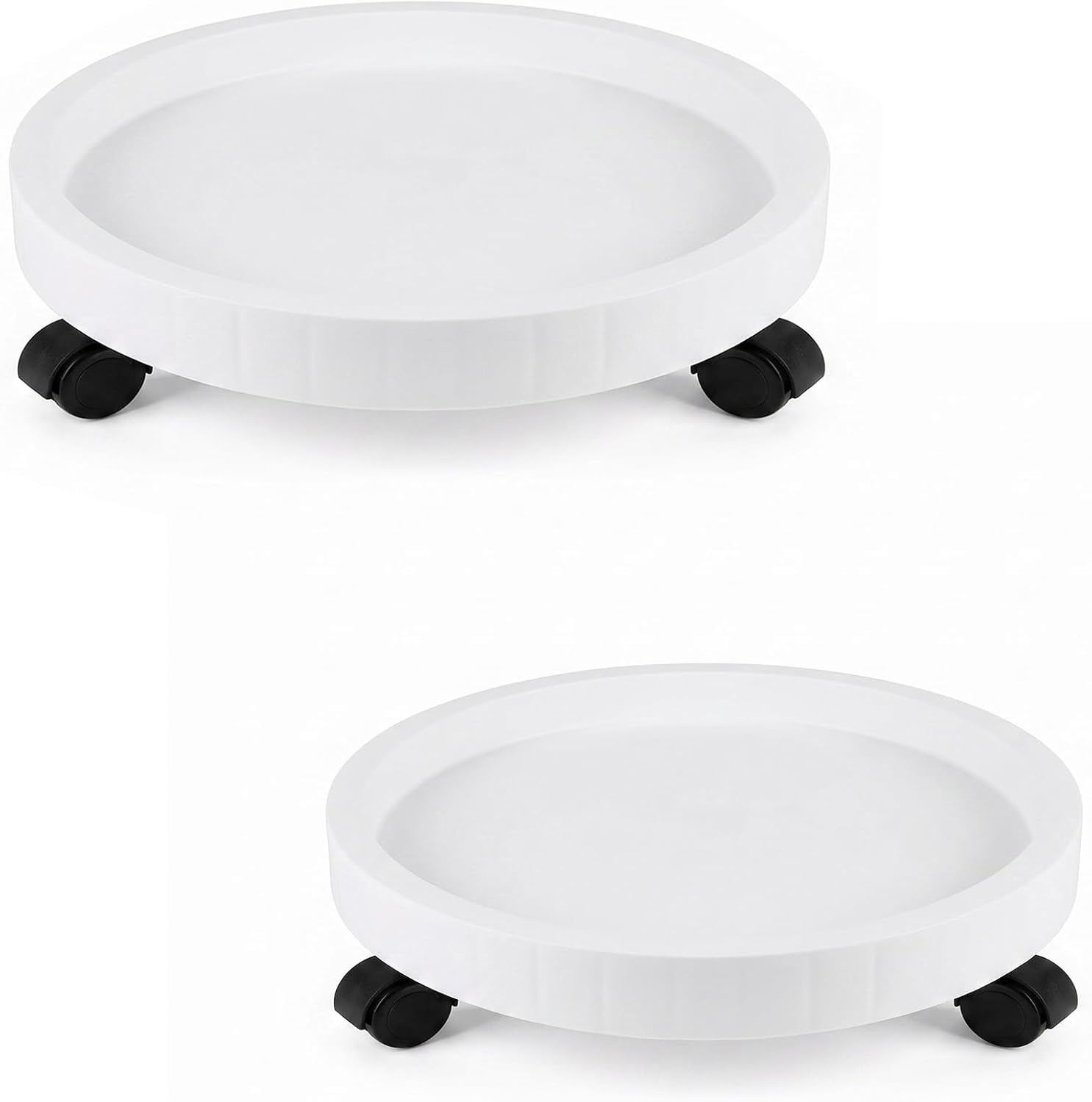 2 Pack of 11 Inch Heavy Duty Plant Caddy with Wheels, Rolling Plant Stand Pot Trolley, Wheeled Planter Saucer Tray