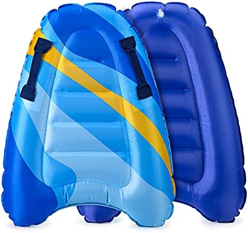 Inflatable Boogy Boards for Beach Travel Toys, 30” Cavas Slip Slide Water Park Body Surfing Board with Handles