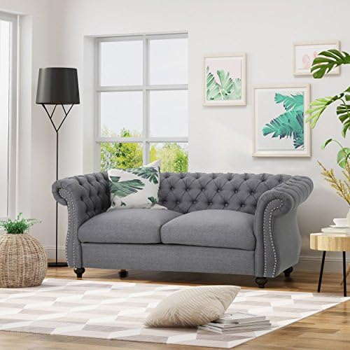 Christopher Knight Home Karen Traditional Chesterfield Loveseat Sofa, BlackBerry and Dark Brown, 61.75 x 33.75 x 27.75