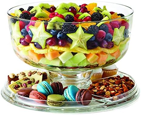 Royalty Art Glass Cake Stand with Dome, 6-in-1 Convertible Server