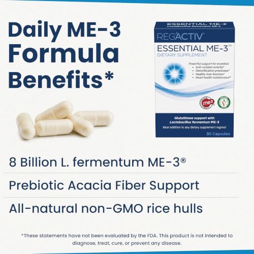 Reg'Activ Essential ME-3 Glutathione Supplement, Probiotic, 30 Vegan Caps