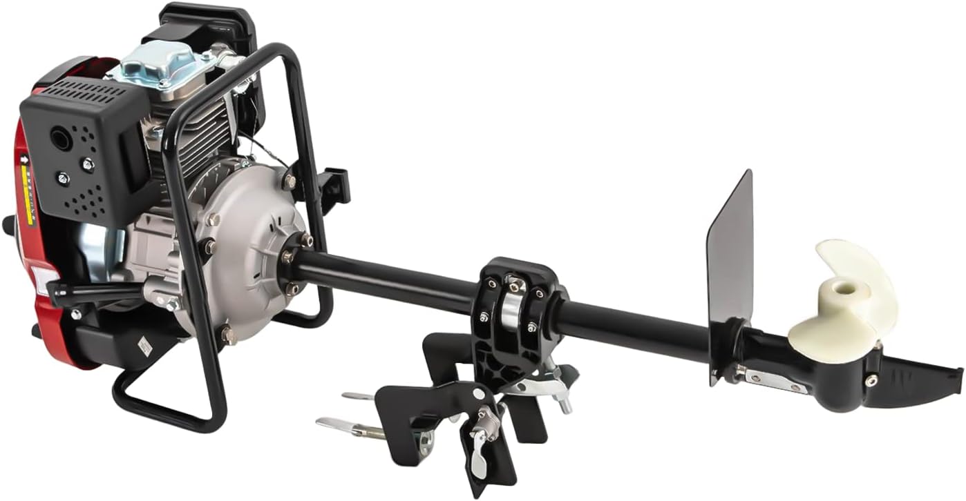 Outboard Boat Motor Air Cooled Gas Outboard Engine 360° Steering Pull Start Saltwater Outboard Boat Motor Fishing Boat Engine