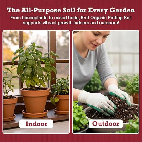 Brut Organic Potting Soil 1 CU FT – Premium Plant Soil with Organic Worm Castings, Trace Minerals & Perlite – Chemical-Free