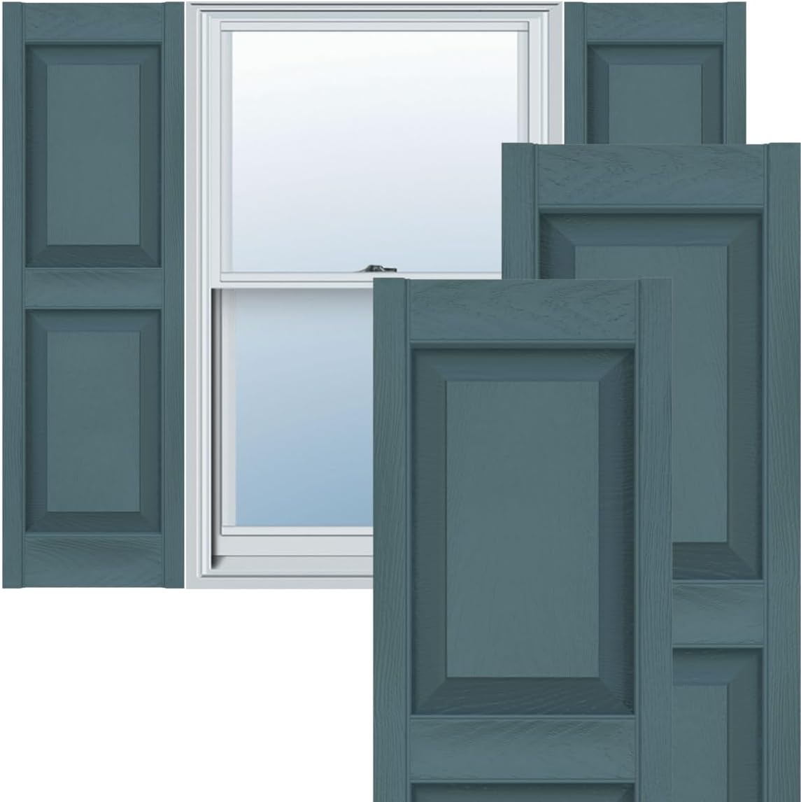 Ekena Millwork Lifetime Vinyl LP2S14X06300BL Standard Two Equal Panel Vinyls, Raised Panel Vinyl Shutters, w/Installation Shutter-Lok's & Matching Screws (Per Pair), 14.75"W x 63"H, Black