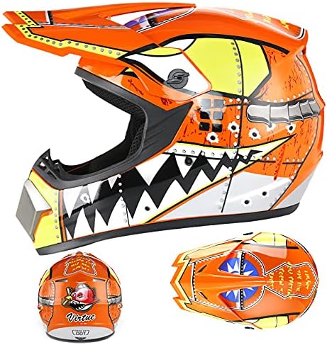 Motocross Offroad Helmet Dirt Bike Street Helmet Motorcycle Helmets ATV BMX MX Helmet with Gloves Goggles Mask for Unisex Youth Kids DOT / FMVSS 218