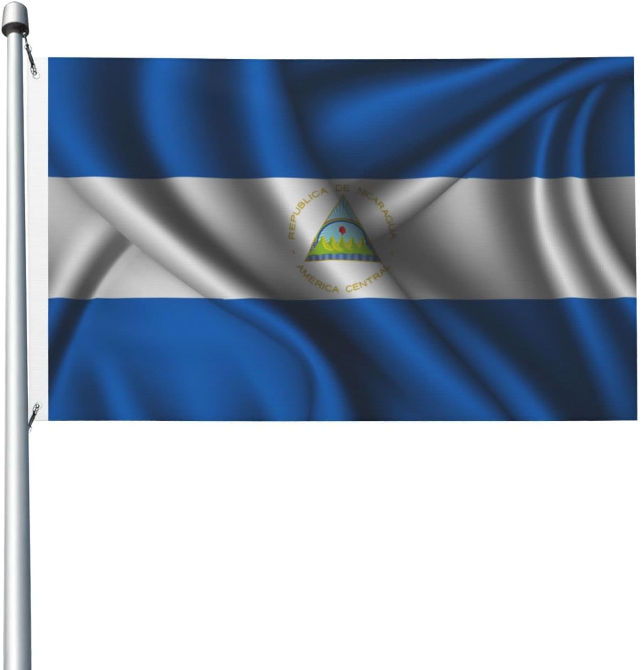 Double Sided Silk Style Flag Of Nicaragua Flag 3x5 FT Outdoor Flags Banners Durable Patio Indoor Decorative Flags Home Party Welcome Flag 3by5 Flag