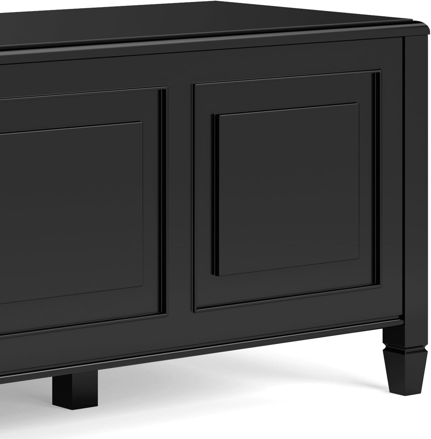 SIMPLIHOME Harvey 47" Wide Solid Mango Wood Bench in Natural | Traditional entryway bench in dark chestnut brown with a lift-up lid and 3 hidden compartments; shoe or hallway bench.