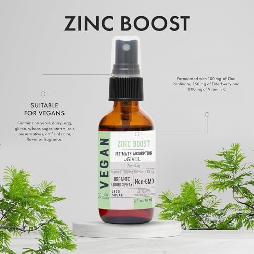 Zinc Active Mist Liquid Spray, Sugar-Free, Made in USA, 2 FL oz/60 ml