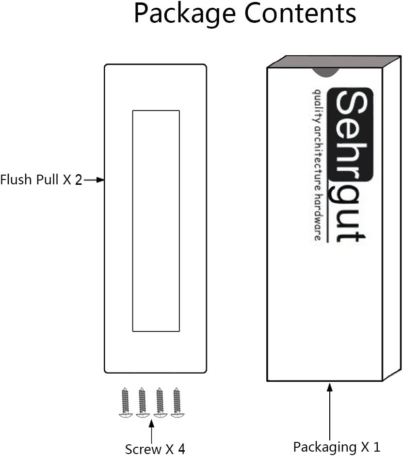 Flush Pull 2 Pack 6" Rectangular-Satin Brushed, Free of Sharp Edge