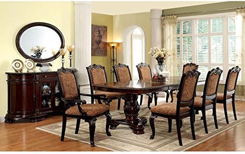 Furniture of America Ferrara 7-Piece Elegant Dining Set, Brown Cherry