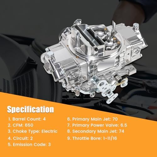 BR-67255 Carburetor 650 CFM 4 Barrel 4150 Model Carburetor Compatible with Holley Quick Fuel Brawler Diecast Carburetors with Mechanical Secondaries