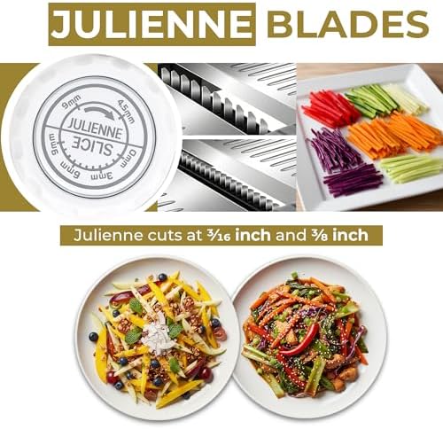 Gramercy Adjustable Mandoline Food Slicer, Mandoline Slicer for Kitchen, Mandolin, Potato, Tomato, Carrot, Vegetable, Fruit and Onion Cutter, Stainless Steel, INCLUDING Cut-Resistant Gloves, Black PRO